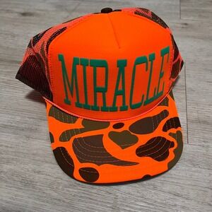 Miracle Trucker Hat Camo Hunting Cap Miracle Patch Orange Mesh‎ Back